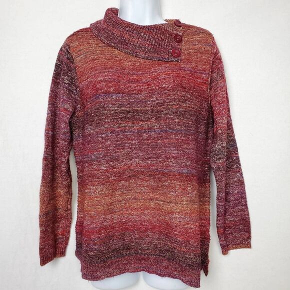 Christopher & Banks Marled Knit Cowl Neck Sweater M - Picture 1 of 7